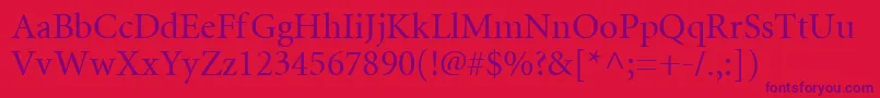 Miniature Font – Purple Fonts on Red Background