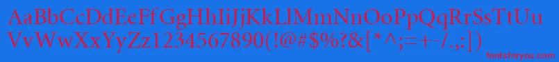 Miniature Font – Red Fonts on Blue Background