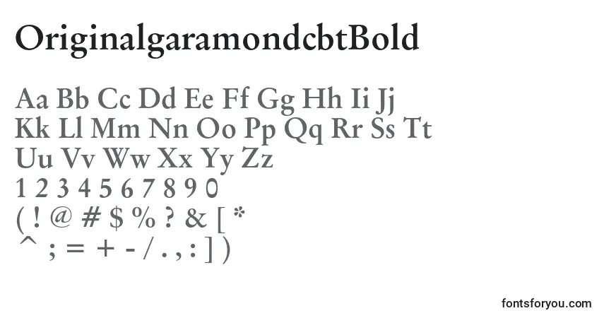 A fonte OriginalgaramondcbtBold – alfabeto, números, caracteres especiais