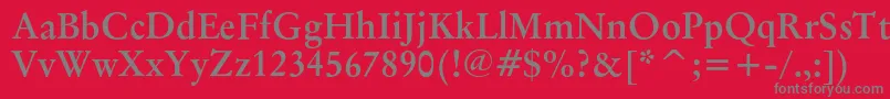 OriginalgaramondcbtBold-Schriftart – Graue Schriften auf rotem Hintergrund