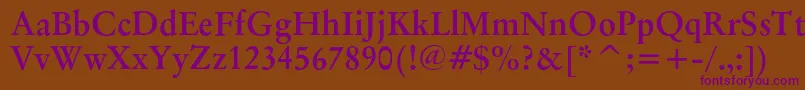 OriginalgaramondcbtBold Font – Purple Fonts on Brown Background