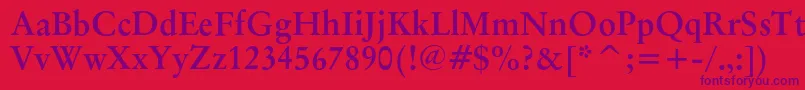 OriginalgaramondcbtBold Font – Purple Fonts on Red Background