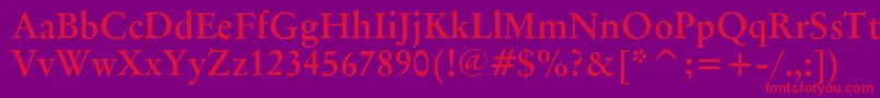 Czcionka OriginalgaramondcbtBold – czerwone czcionki na fioletowym tle