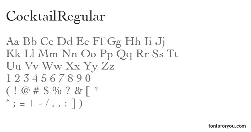 A fonte CocktailRegular – alfabeto, números, caracteres especiais