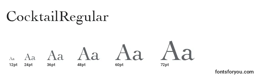 Размеры шрифта CocktailRegular