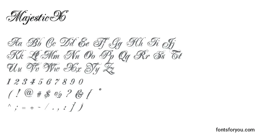 Schriftart MajesticX – Alphabet, Zahlen, spezielle Symbole
