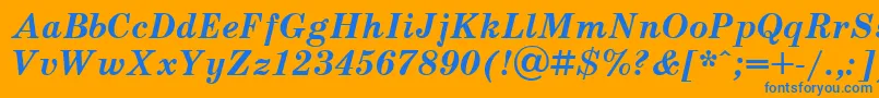 Schoolbookv.KzBoldItalic Font – Blue Fonts on Orange Background