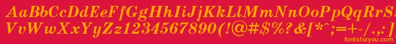 Schoolbookv.KzBoldItalic Font – Orange Fonts on Red Background