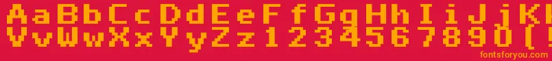 フォントMono0766 – 赤い背景にオレンジの文字