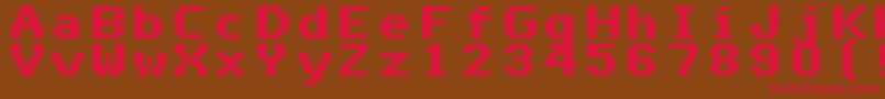 フォントMono0766 – 赤い文字が茶色の背景にあります。