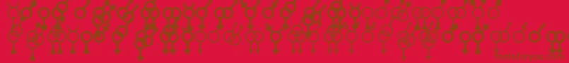 Sekushii-Schriftart – Braune Schriften auf rotem Hintergrund