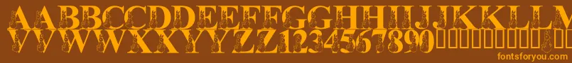 LmsMyFavoriteRabbit Font – Orange Fonts on Brown Background