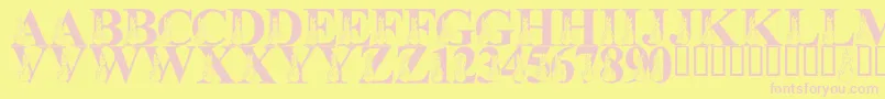 LmsMyFavoriteRabbit-fontti – vaaleanpunaiset fontit keltaisella taustalla