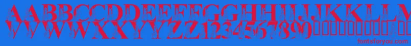 フォントLmsMyFavoriteRabbit – 赤い文字の青い背景