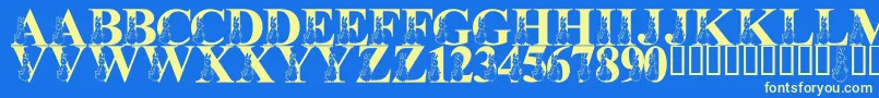 LmsMyFavoriteRabbit Font – Yellow Fonts on Blue Background