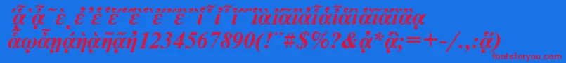 NewtonpgttBolditalic-Schriftart – Rote Schriften auf blauem Hintergrund