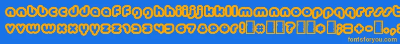 Baubau-Schriftart – Orangefarbene Schriften auf blauem Hintergrund