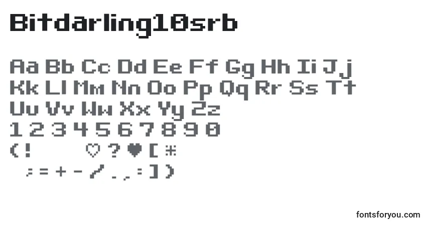 Bitdarling10srbフォント–アルファベット、数字、特殊文字