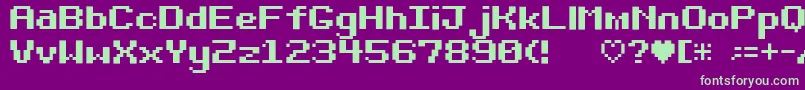 Bitdarling10srb-fontti – vihreät fontit violetilla taustalla