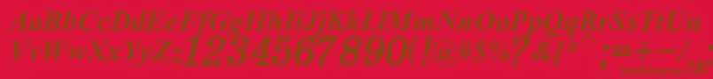 フォントH331Italik – 赤い背景に茶色の文字