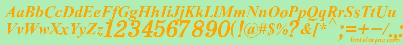 フォントH331Italik – オレンジの文字が緑の背景にあります。