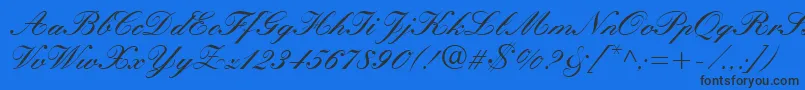 Manuscript Font – Black Fonts on Blue Background