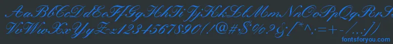 Manuscript Font – Blue Fonts on Black Background