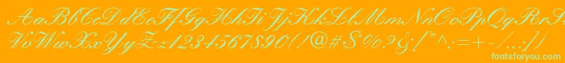 Manuscript Font – Green Fonts on Orange Background