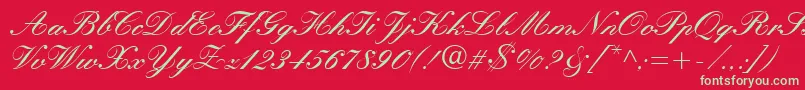 Manuscript Font – Green Fonts on Red Background