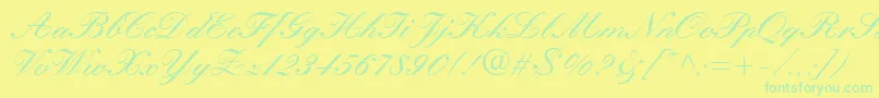 Manuscript Font – Green Fonts on Yellow Background