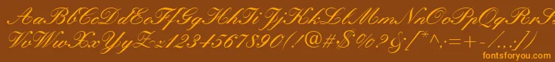 Manuscript-Schriftart – Orangefarbene Schriften auf braunem Hintergrund