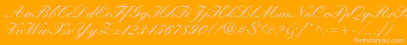 Manuscript Font – Pink Fonts on Orange Background