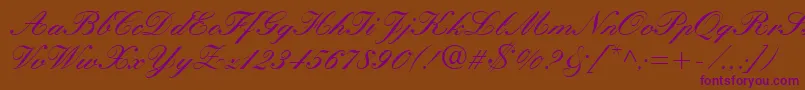 Manuscript-Schriftart – Violette Schriften auf braunem Hintergrund