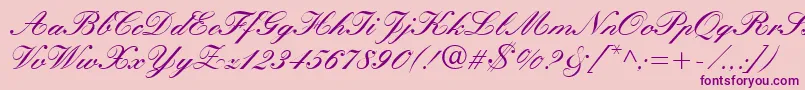 Police Manuscript – polices violettes sur fond rose