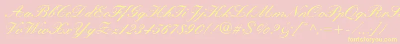 Manuscript-Schriftart – Gelbe Schriften auf rosa Hintergrund