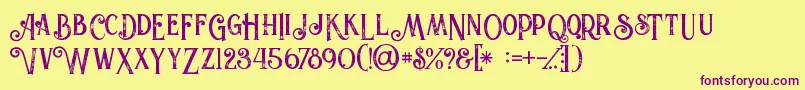 Valeriaboldgrunge Font – Purple Fonts on Yellow Background