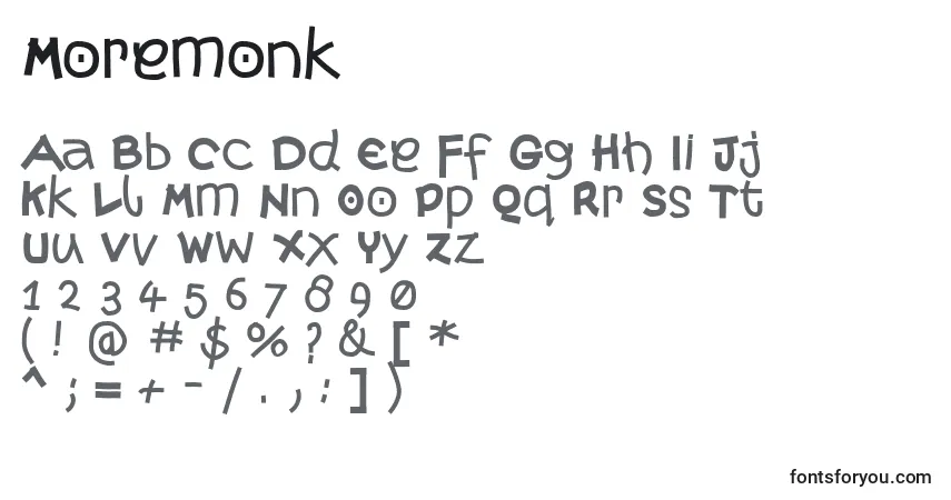 Schriftart Moremonk – Alphabet, Zahlen, spezielle Symbole