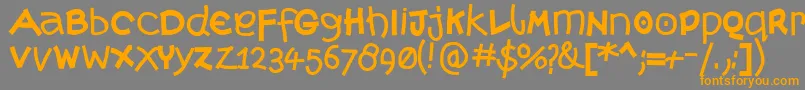 Moremonkフォントについての詳細 フォントMoremonk – オレンジの文字は灰色の背景にあります。