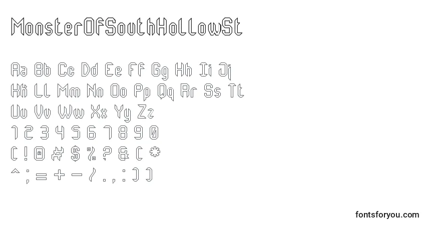 Schriftart MonsterOfSouthHollowSt – Alphabet, Zahlen, spezielle Symbole