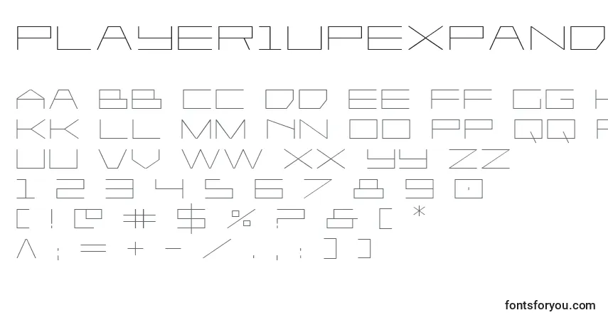 Schriftart Player1upexpand – Alphabet, Zahlen, spezielle Symbole