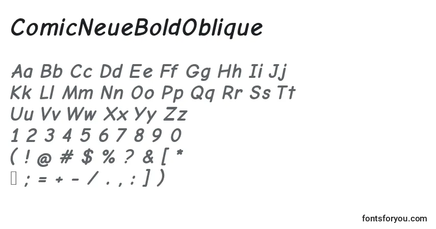Шрифт ComicNeueBoldOblique – алфавит, цифры, специальные символы