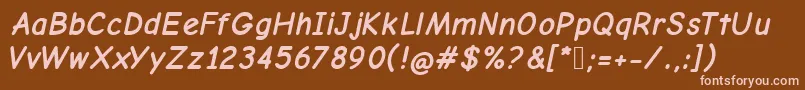 ComicNeueBoldOblique Font – Pink Fonts on Brown Background