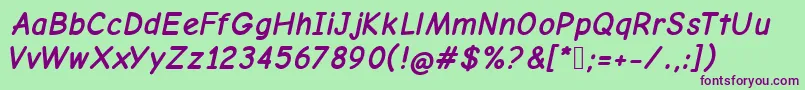 ComicNeueBoldOblique Font – Purple Fonts on Green Background