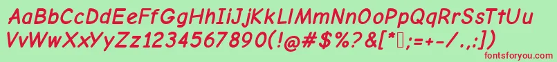 ComicNeueBoldOblique Font – Red Fonts on Green Background