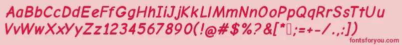 ComicNeueBoldOblique Font – Red Fonts on Pink Background