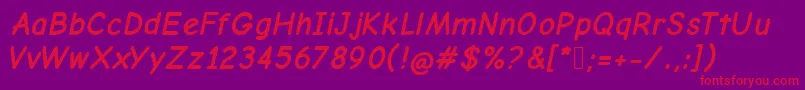Police ComicNeueBoldOblique – polices rouges sur fond violet