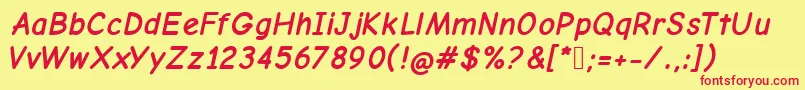 ComicNeueBoldOblique Font – Red Fonts on Yellow Background