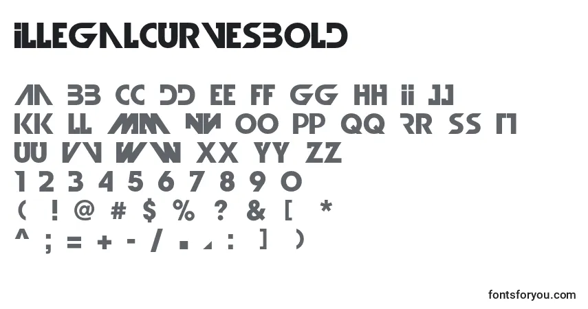 A fonte IllegalCurvesBold – alfabeto, números, caracteres especiais