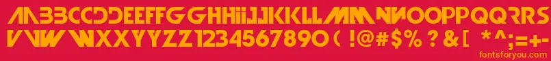 IllegalCurvesBold-Schriftart – Orangefarbene Schriften auf rotem Hintergrund