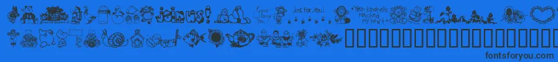 LittleCuties-Schriftart – Schwarze Schriften auf blauem Hintergrund